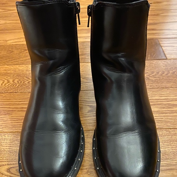 Girls Black Booties with Silver Stud Detail. - Picture 5 of 8